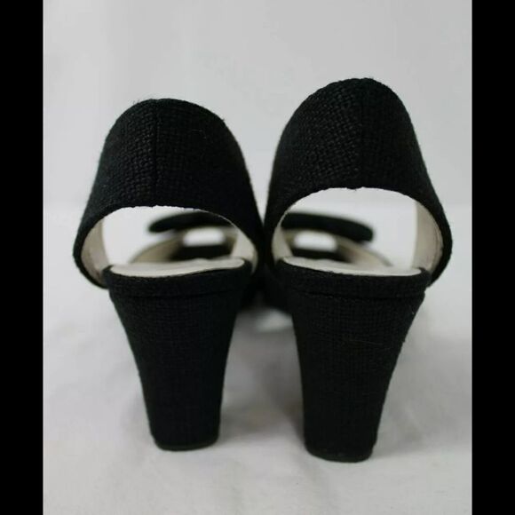 BETTYE MULLER PEEP TOE BLACK CANVAS BOW SLINGBACK - Picture 3 of 7